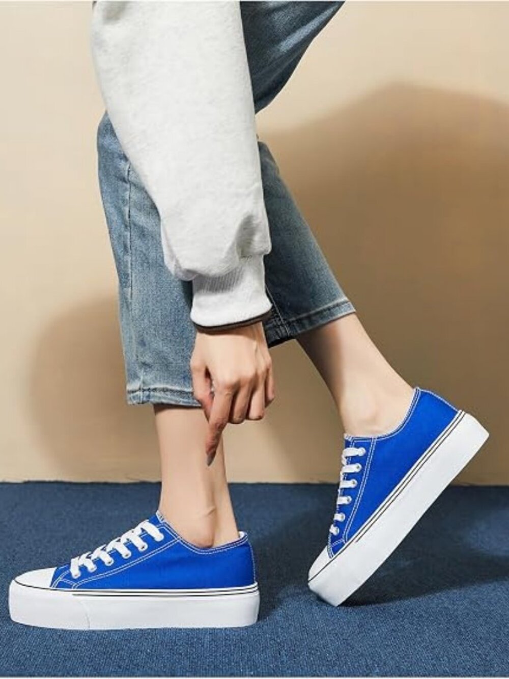 Platform Sneakers for Women White Platform Shoes Low Top Tennis Shoes Non Slip B